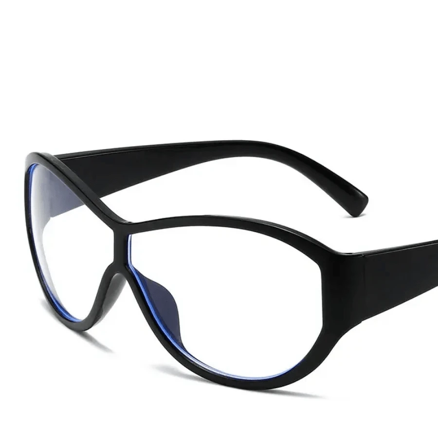 Y2k Oversized Sunglasses Women For Men Luxury Brand Designer Vintage Sunglasses Popular Punk Sport Goggle Outdoor Shades UV400 - 黑色透明_銀色 - 查看 1