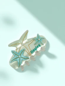 Personalized Text Customized Hair Clip/Headpiece/Unique Starfish Hair Clip - Starfish Hair Accessory, Pearl Acetate Hair Accessory Sweet Style, Non Slip Grip, Suitable For Women And Girls, Perfect For Beach Vacations, Beach Accessories, Ideal Gifts For Friends, Hair Clip Small Size High Ponytail Clip, Suitable For Women 2025 New High-End Clip Headwear Hair Claw Fixing Artifact Hair Claw Halloween And Christmas Gifts - Multicolor - View 14