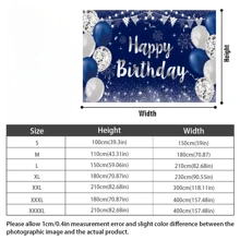 Sparkling Happy Birthday Banner Inches Silver And Navy Blue Party Background, Suitable For Male And Female Celebration Events