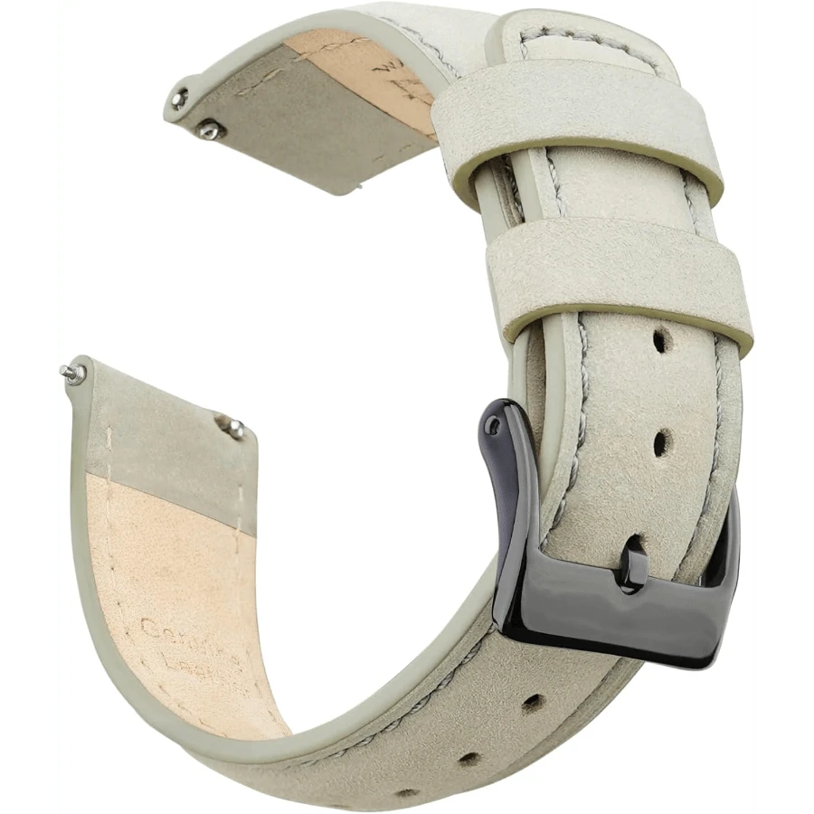 Local Delivery- Christmas Gift Quick Release Leather Watch Bands Genuine Watch Straps For Men Women Top Grain Leather Watch Strap, White Elephant Gifts, Stocking Stuffers For Men, Father's Day Gifts - Gray & Black - 查看 1