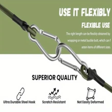 2/4/8/12 Pcs Heavy Duty Rubber Bungee Cords With Metal Hooks, 13.78 Inches - Black And Green, Ideal For Camping, Cargo, Bicycles, Outdoor Tents, Luggage Racks, Camping Gear | Rubber Straps | Metal Hook Straps