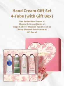 L'Occitane 4-Piece Hand Cream Gift Set - Grape, Cherry Blossom, Shea Butter, Sweet Almond, Suitable For All Skin Types, Fragrant Moisturizing Hand Care Gift Box - Green Grape + Cherry Blossom + Shea Butter + Sweet Almond - View 1