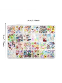 1Box Random Mixed ABS Colorful Butterfly Nail Charms Leopard-Print Flowers Roses Tulips Cartoon-Like Imitation Mushrooms Vegetables And Fruits Cute Nail Art Accessories DIY - 彩色 - 查看 8