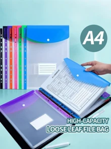 12pcs A4 Large Capacity Loose-Leaf File Folders, With 11-Hole Binder Rings, Made Of Modern PP Material, Expandable Button And Label Pockets, Suitable For School, Home, Office, Attendance, Travel - Portable Design, Back To School, School Supplies - Multicolor - View 2