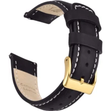 Local Delivery- Christmas Gift Quick Release Leather Watch Bands Genuine Watch Straps For Men Women Top Grain Leather Watch Strap, White Elephant Gifts, Stocking Stuffers For Men, Father's Day Gifts - Black & Silver - 查看 2