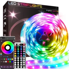 HBOWMDJIA 3ft-100ft Smart LED Lights For Bedroom, RGB Dynamic Lighting USB Strip Light, 44 Keys Remote Control, App Control With Timing, Music Sync, Flashing, Jumping, LED Strip Lights Suitable For Living Room, Bedroom Room Decor, New Year, Christmas Gifts, Wedding Decor - 小型的 - 查看 1