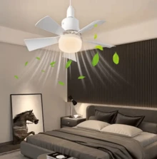 1 ventilador de techo con control remoto y cinco aspas desmontables, tres niveles de velocidad del viento ajustable y temperatura de color de la bombilla, adecuado para dormitorios, salas de estudio, salas de estar, cocinas, garajes y comedores. - Blanco - Ver 8