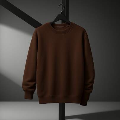 Blusa de Moletom Casaco Unissex Liso sem estampa Gola redonda Manga comprida 100% confortável