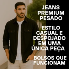 Men's Denim Jacket Long Sleeve Button Down Autumn Spring/Fall Regular Fit Pocket - 黑色 - 查看 4