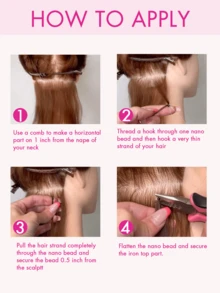 纳米环接发 真人发丝隐形纳米环接发 直发纳米珠接发 50S 冷熔接发 增加发量 - 彩色 - 查看 9