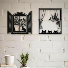 1 peça de escultura de pássaro em metal Art Déco para janela, pintura de parede em ferro, adequada para sala de estar, terraço, varanda - decoração de cerca de jardim interna/externa, pintura de parede, decoração externa