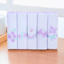 5 Piece Kit Embroidered Diapers Hypoallergenic Premium 100% Cotton Double Fabric Girl Boy 70X70 - 蝴蝶 - 查看 1