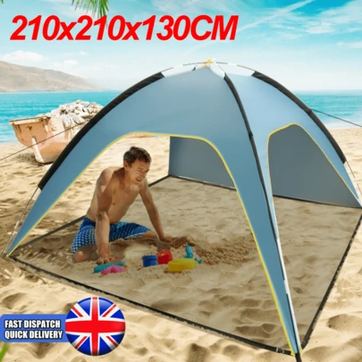 1PCS 3-4 Person Family Tent Instant Pop Up Tent Outdoor Beach Camping Sun Protection 210x210x130CM Blue