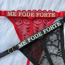 Glow In The Dark M.E F.O.D.E F.O.R.T.E G-String Thong Panties Neon Label Lace Lingerie Women Sexy Underwear - 紅色 - 查看 1