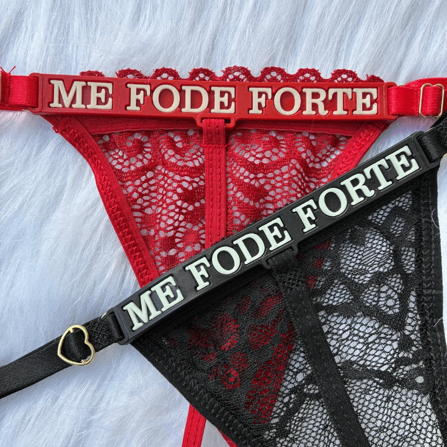 Glow In The Dark M.E F.O.D.E F.O.R.T.E G-String Thong Panties Neon Label Lace Lingerie Women Sexy Underwear - 紅色 - 查看 1