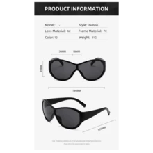 Gafas de sol oversize de estilo Y2K para mujeres y hombres, de marca de lujo, diseño vintage, populares, con montura de estilo deportivo y gótico, protección UV400 - Té gris claro_dorado - Ver 3