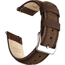 Local Delivery- Christmas Gift Quick Release Leather Watch Bands Genuine Watch Straps For Men Women Top Grain Leather Watch Strap, White Elephant Gifts, Stocking Stuffers For Men, Father's Day Gifts - Saddle Brown & Silver - 查看 1