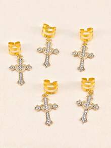 5 piezas Adorno con forma de cruz de estilo barroco a la moda, adecuado para baile, fiesta, cita y accesorios para el cabello de festivales de música, pinzas de garra, pinzas para el cabello, pasadores para el cabello, broches para el cabello