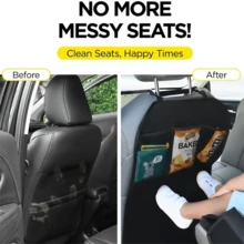 1 件汽车座椅靠背保护套，带储物袋，耐用且易于清洁的后座踢脚垫收纳袋，适用于多种车型 - 彩色 - 查看 5