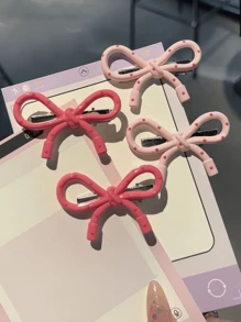Sanrio Set de 2 pinzas para el cabello de resina con lazo, estilo dulce y lindo con diseño hueco, pasadores en forma de lazo para niñas, accesorios de moda para el flequillo y el manejo del flequillo - Sanrio