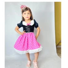 vestido de lunares rosa con negro - Rosa - Ver 2