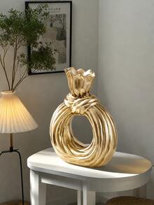 Nowoczesny minimalistyczny okrągły wazon w kształcie węzła odpowiedni na wszystkie pory roku, wazon dekoracyjny na blat z żywicy, minimalistyczny złoty wazon dekoracyjny, nowoczesna dekoracja domu do salonu i sypialni, dekoracja centralna, prezent na dzień matki, prezent na ukończenie szkoły, dekoracja ślubna