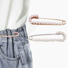2pcs Elegant Golden And Silvery Rhinestone Sweater Cardigan Pin Brooch - Luxurious Simple Design For High-End Fashion - Oversized For Statement Look, Securely Fixed, Perfect For Exuding Confident Elegant