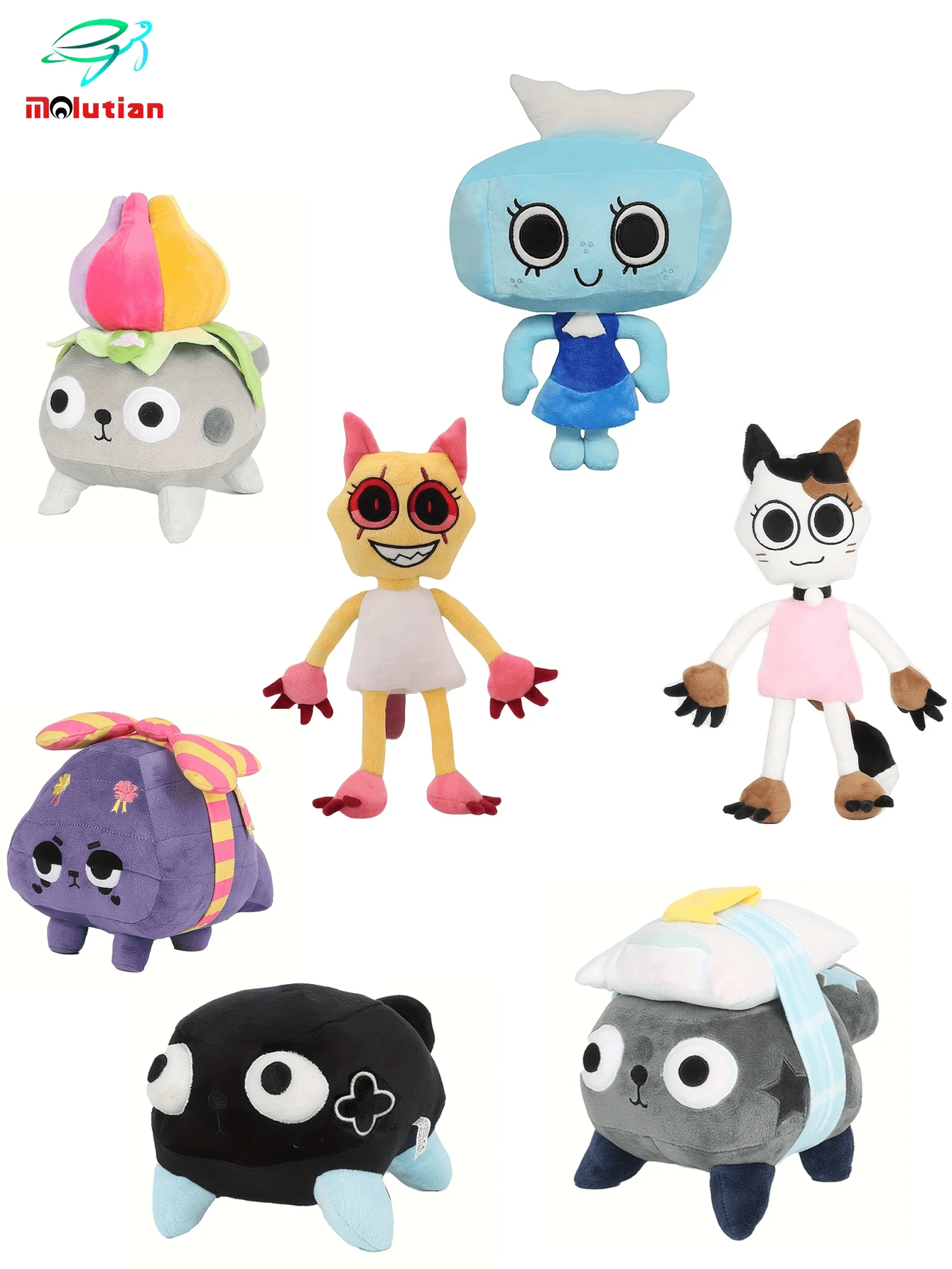 Molutian Muñeco de peluche suave de Dandy World Pebble Dog, personaje de dibujos animados lindo y de alta calidad, regalo de cumpleaños ideal, juguete de peluche de colección - Multicolor - Ver 1