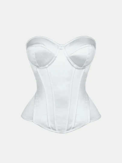 Waist Cincher Shapewear, Seamless Pure White Cup, Invisible Base, Elongates Abdomen, With Bra, Court-Style Tight Bustier, Suitable For Formal Occasions Such As Galas, Balls, Festivals
