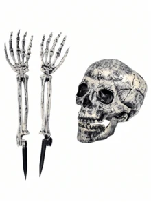 Realistic Skeleton Stake Halloween Lawn Decoration Garden Halloween Skeleton Decor - Black and White - View 11