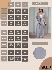 Casual Suit Vest Set Women - 灰色 - 查看 5