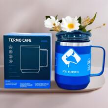 Termo para Café de Doble de Acero Inoxidable 400ml, Termo Taza Térmica para Café con Tapa Hermética y Pajita Telescópica, Taza Termica Frio y Caliente Portátil Vaso Viaje para Café, Té y Agua(Azul) - Azul - Ver 1