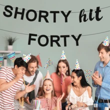 40th Birthday Decorations Women Men Birthday Party Decor Sign Funny Banner 40th Bday Party Supplies Shorty Hit Forty Birthday Banner Party Decoration - View 8