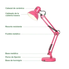 Lámpara De Escritorio DAPON Metal 360° Grados Ergonómico - Rosa - Ver 5