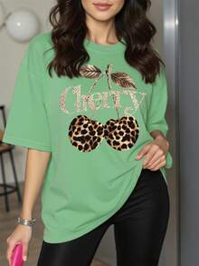 PLAYERA DE DAMA OVERSIZE CHERRY TIGE PARA CASUAL O GYM - Verde - Ver 1