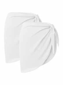 1/2 Piezas Pareo playa mujer envolvente de traje de baño de bikini transparente para cubrir el bañador