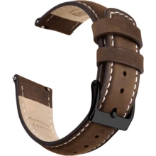 Local Delivery- Christmas Gift Quick Release Leather Watch Bands Genuine Watch Straps For Men Women Top Grain Leather Watch Strap, White Elephant Gifts, Stocking Stuffers For Men, Father's Day Gifts - Saddle Brown & White & Black - 查看 1
