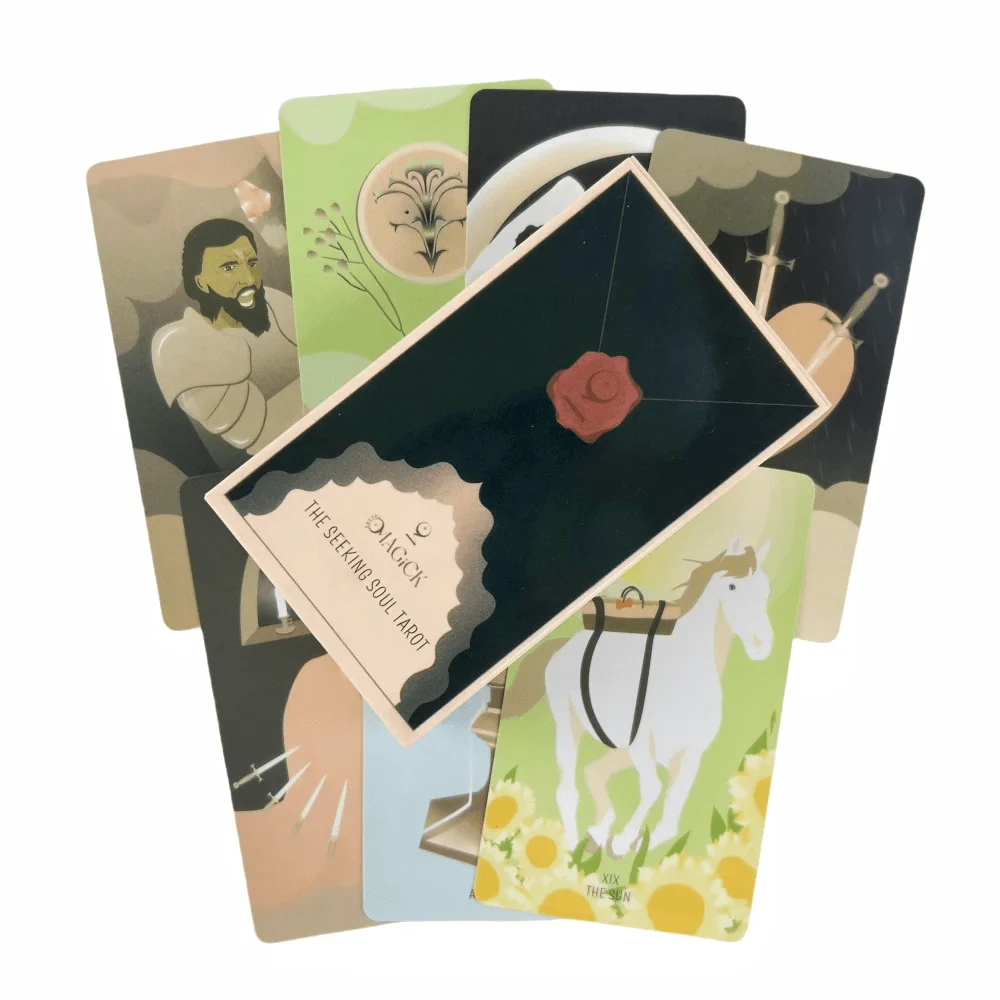 Mystic Seeker's Collection: Premium Black & Red Wax-Sealed Tarot Deck Featuring "The Sun" Archetype For Winter Solstice Divination