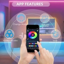 HBOWMDJIA 16-100 Feet USB Lights With 44-Key Remote + App Smart Control , Night Light /TV Backlight Lights With Timing RGB Color Changing,LED Strip Lights For Bedroom,Holiday Decoration ,Lights Gifts Home Room Decor Wall Decor Halloween Party - APP control + remote control - 查看 3