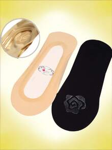 5 đôi tất cho nữ, tất chống trượt không lộ đáy, tất mỏng trong suốt phù hợp cho mùa hè và mùa thu sử dụng hàng ngày làm quà tặng Giáng sinh - Nhiều màu - Xem 4