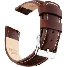 Local Delivery- Christmas Gift Quick Release Leather Watch Bands Genuine Watch Straps For Men Women Top Grain Leather Watch Strap, White Elephant Gifts, Stocking Stuffers For Men, Father's Day Gifts - Black & Silver - 查看 6