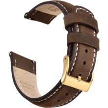 Local Delivery- Christmas Gift Quick Release Leather Watch Bands Genuine Watch Straps For Men Women Top Grain Leather Watch Strap, White Elephant Gifts, Stocking Stuffers For Men, Father's Day Gifts - Saddle Brown & White & Gold - 查看 1