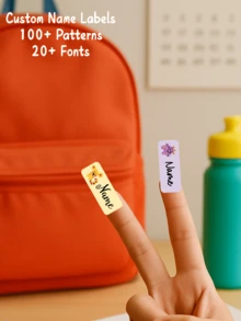 3*1.2CM Custom Name Stickers Personalized Name Labels Stick On Name Labels, School Name Stickers, School Name Tags, Children's Name Labels For Clothes, Monster Name Labels Durable Back To School Name Tags For Students, Toddlers, Boys & Girls For Fall Holidays, Halloween, Thanksgiving, Christmas And New Year Parties And Celebrations - Monster - View 3