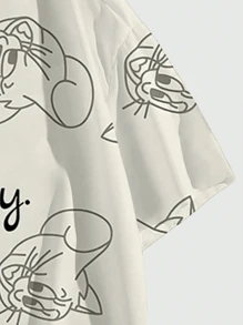 Warner Bros 1pc Men's Loose V-Neck Short Sleeve Vacation Casual Shirt, Tom & Jerry V-Neck Top