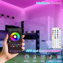 HBOWMDJIA 3ft-100ft Smart RGB LED Strip Lights With Remote Control And App Control, Music Sync, Timer, Multiple Colors, Easy To Install, LED Lights For Bedroom Living Room Decor, Game Room Decor, TV Background, Bar Decor, Ceiling Lighting, New Year Party Decor - 彩色 - 查看 3