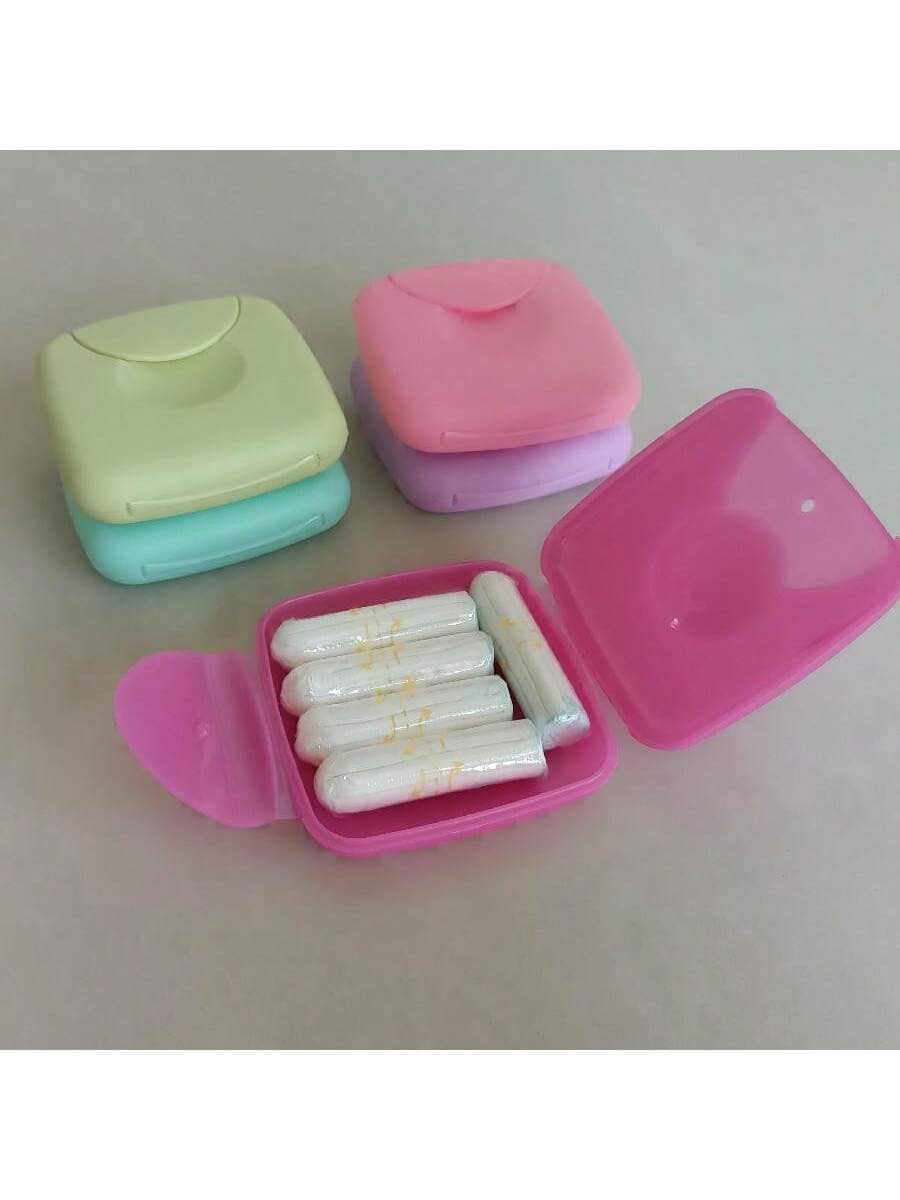 1 vierkante opbergdoos voor maandverband met klepje, waterdichte, compacte reiskoffer van plastic, handige persoonlijke houder voor vrouwen, geschikt voor 6 dunne tamponsticks (5*1,2 cm), niet geschikt voor maandverband
