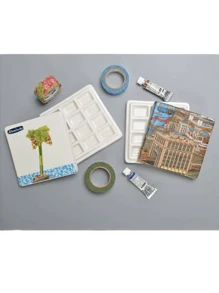1 Stück professionelle keramische Farbmisch-Palette - hochgebrannte glasierte keramische Mischplatte mit 12 Fächern, nicht saugfähige glatte Oberfläche für Öl-, Acryl- und Aquarellmalerei - einfach zu reinigen und perfekt zum Farbenblending - essenziell für Studio und fortgeschrittene Künstler, keramische Aquarellmischpalette, Schulbedarf, Rückkehr zur Schule