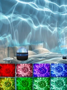 USB-Powered Water Ripple Projector With Remote Control - Wave Simulation Ambient Lighting For Bedroom, Game Room & Living Room - Polished Metal Finish, Portable Blue Light Effect, Perfect Gift For Birthdays & Relaxation, Bedroom Ambiance, Sleek Device Design, Compact Design, Plastic Construction - 水波紋 - 查看 3