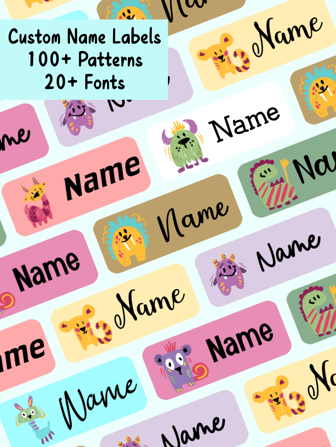 Etiquetas con nombre personalizado de 3*1,2 CM, etiquetas con nombre adhesivas personalizadas, etiquetas con nombre para la escuela, etiquetas con nombre para ropa de niños, etiquetas con nombre de monstruos, etiquetas con nombre duraderas para volver a la escuela para estudiantes, niños pequeños, niños y niñas para fiestas y celebraciones de otoño, Halloween, Acción de Gracias, Navidad y Año Nuevo