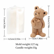 3D 多姿势熊硅胶模具：蝴蝶结和心形 - 拥抱设计，DIY 蜡烛/石膏/树脂工艺品，非常适合礼物和家居装饰